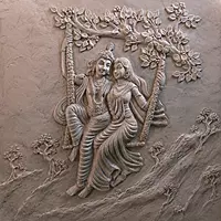 Radha Krishna Wall Mural Sculpture