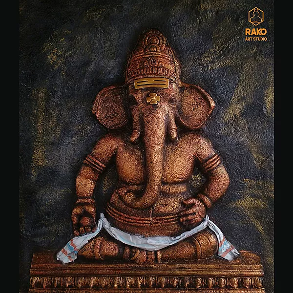 Karpaga Vinayagar Wall Mural Relief Sculpture