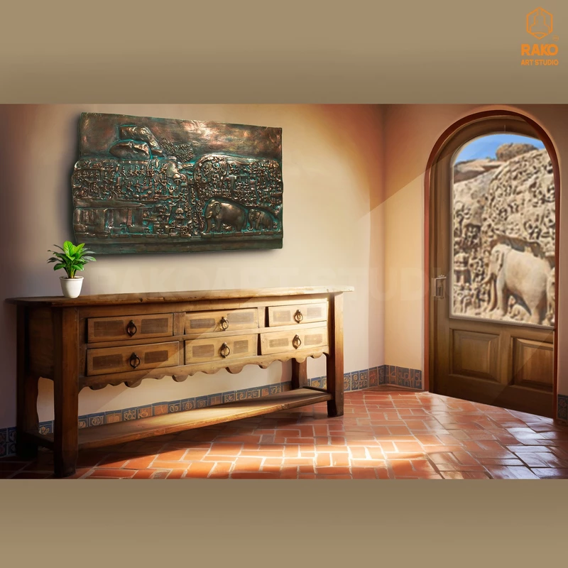 Mahabalipuram Wall Mural Sculpture